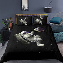 Комплект постельного белья королевского размера космический роуминговый 3D Вселенная пододеяльник астронавт королева двойная односпальная двуспальная кровать уникальный дизайн 2024 - купить недорого