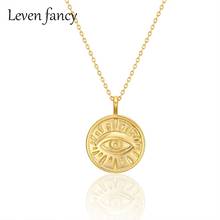 925 Sterling Silver Gold Turkish Eye Pendant Necklace Round Simple Coin Choker Short Chain Minimalist Necklace Lucky Jewelry 2024 - buy cheap