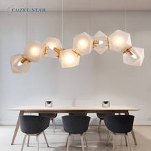 Luces LED colgantes modernas, luminarias nórdicas hexagonales de Metal y vidrio, accesorio de iluminación interior, decoración del hogar, dormitorio, sala de estar, Lustre 2024 - compra barato