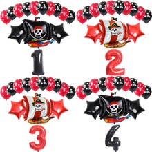 Juego de globos con estampado de calavera de Polka para Halloween, decoración de fiesta de cumpleaños con diseño de barco pirata, de 32 pulgadas, color negro, digital, 14 unids/set 2024 - compra barato