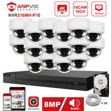 NVR Hikvision OEM 16CH 4K Anpviz 8MP POE Câmera IP 16pcs Indoor/Outdoor IP Câmera de Segurança CCTV kit de vigilância IP66 30m P2P 2024 - compre barato
