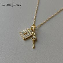 Personalized CZ Lock Key Necklace for Women Fashion 925 Sterling Silver Jewelry Gold Color Chain Creative Choker Femme Collier 2024 - buy cheap