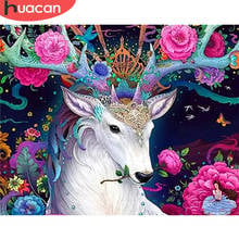 HUACAN-pintura por número de ciervos, Kits de flores, decoración del hogar, pintura por número, animales, arte pintado a mano, regalo 2024 - compra barato