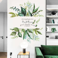 Adesivos de parede folhas verdes nórdicas, estilo pastoral, sala de estar, plano de fundo de tv, papel de parede removível, decoração de casa 2024 - compre barato