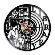 Reading Books Library Wall Art Decoration Wall Clock Modern Design Vintage Vinyl Record Wall Clock Home Clock Art Decor 2024 - buy cheap