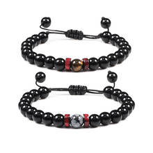 Charm Men Beads Bracelets Elastic Round Bright Black Stone Bracelet Women Yoga Prayer Handmade Braided Jewelry Bileklik Homme 2024 - buy cheap