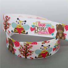 DHK 5yards valentine dog circus cake Printed Grosgrain Ribbon Accessory Hairbow Headwear Decoration DIY Wholesale OEM C1788 2024 - buy cheap