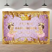 Neoback coroa roxa dourada, branca, princesa, chá de bebê, cenário para festa de aniversário, faixa de fundo 2024 - compre barato