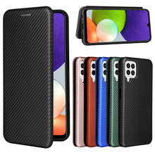 For Samsung Galaxy A22 4G 5G Luxury Flip Carbon Fiber Skin Magnetic Adsorption Case For Samsung A22 A 22 SamsungA22 Phone Bag 2024 - buy cheap