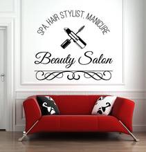 Beauty Spa Manicure Hairdressing Wall Sticker Vinyl Hairstylist Makeup Artist Beauty Salon Wall Decal Removable Room Decor Z230 2024 - buy cheap