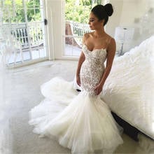 Sweetheart Mermaid Dress Appliques Lace Spaghetti Strap Wedding Dresses Custom Made Backless Bridal Gown Formal robes de mariée 2024 - buy cheap