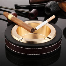 Creative Metal Cigar Ashtray Portable Vintage Home Premium Texture Leather Ashtray Luxury Smoking Accessories Men's Gadget Gifts 2024 - buy cheap