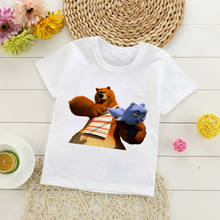 Camiseta infantil engraçada, camiseta para meninos com estampa animal do urso grelhado e sol, camiseta para meninos, camisetas de natal 2024 - compre barato