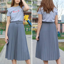 OL Style A-Line Pleated Skirt Women 2020 Mid Length Autumn Winter Christmas Skirts Women Casual High Waist Party Skirt With Belt 2024 - buy cheap