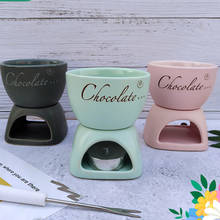 Chocolate Cheese Fondue Set Ceramic Free Fork Candle Warmer Pot Stand Chocolate Fondue Porcelain Melting Pot Home Cooking DIY 2024 - buy cheap