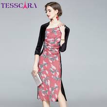 TESSCARA Women Luxury Jacquard Dress Festa High Quality Elegant Office Party Robe Femme Vintage Designer Pencil Velvet Vestidos 2024 - buy cheap