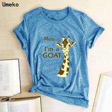 Umeko-Camiseta con estampado Animal de talla grande para mujer, ropa informal de verano Y2K, Camiseta holgada de manga corta con letras, camiseta encantadora 2024 - compra barato