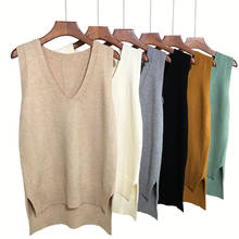 Suéter con cuello en V para Mujer, versión coreana jerseys de Punto, Tops de Color sólido, Chaleco de Punto para primavera e invierno 2024 - compra barato