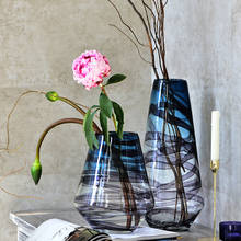Цветная стеклянная ваза, домашнее украшение, сухая ваза, американская прозрачная ваза для гостиной, Ретро Цветочный декор для ТВ, кабинета 2024 - купить недорого