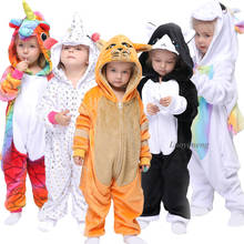 Кигуруми для мальчиков и девочек, детские пижамы с единорогом, зимняя Пижама с пандой и стежком, пижама с животными, комбинезон для детей 2024 - купить недорого