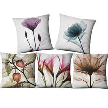 Single-sided Printing Linen Decorative Throw Pillows Case 45*45 Tulip Daisy Rose Flowers Cushion Cover Living Room Decoration 2024 - buy cheap