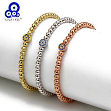 Lucky Eye Micro Pave Evil Eye Charm Bracelet Braided Rope Chain Rose Gold Silver Color Bead Bracelet for Women Men EY6728 2024 - buy cheap