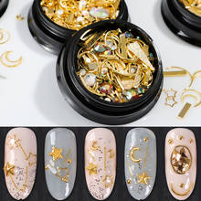 1 банка, смешанные размеры, микро 3D металлические украшения для ногтей, стразы, икра, бусины, слиток, золотая планка, аксессуары для маникюра 2024 - купить недорого