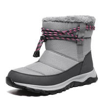 Bota de neve feminina, bota fofinha com pelos a prova d'água, plataforma, calçado feminino plus size de algodão, tamanhos 36 a 42, 2020 2024 - compre barato