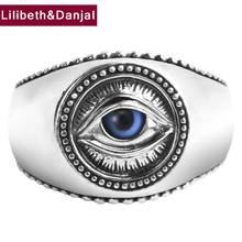 Blue Eye Of God Ring Pure 925 Sterling Silver Vintage Inlaid Crystal Fashion Jewelry Women Men 2021 Designer Anillos Mujer R81 2024 - buy cheap