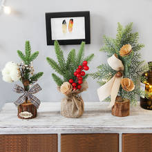 Decoraciones navideñas para ventana de escritorio, Mini árbol de Navidad en maceta, adornos para fiesta en casa, precio bajo 2024 - compra barato