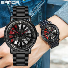 SANDA Hot sale Fashion Car Wheel Hub Watches Men Creative Car Rim Men Stainless Sports Waterproof Quartz Watch Relogio Masculino 2024 - buy cheap