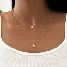 European and American fashion personality jewelry with double layered star rhinestone pendant clavicle chain for women 2024 - buy cheap