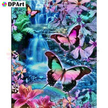 Алмазная картина 5D полностью квадратная/круглая дрель бабочка водопад Daimond горный хрусталь вышивка крестиком Мозаика M702 2024 - купить недорого