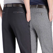 Брюки мужские повседневные деловые, Брендовые прямые штаны с мягкой отделкой, средней длины, черные, серые, большие размеры 30-40 2024 - купить недорого