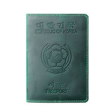 Soporte de pasaporte de piel auténtica grabado, personalizado, funda de pasaporte de la República de Corea, billetera de viaje para hombres y mujeres 2024 - compra barato