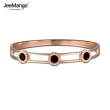 JeeMango Trendy Titanium Steel Wedding Bangles Rose Gold Color Hollow Roman Numbers Classic Cuff Bangle Jewelry Pulseras JB17008 2024 - buy cheap