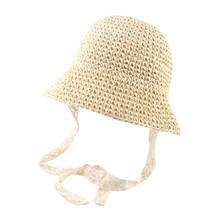 Moda verão praia bonés da criança crianças bebê meninas fitas respirável chapéu crianças strawhat balde chapéu boné balde 2024 - compre barato