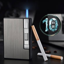 Estuche de cigarrillos automático para hombres, caja de Metal de 10 piezas, soporte para cigarrillos, encendedor, herramientas para dispositivos 2024 - compra barato
