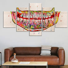 Large 5 Pieces Canvas Posters and Prints Watercolor Teeth Anatomical Art Print Home Decor Painting Dental Clinic Medical Picture 2024 - buy cheap