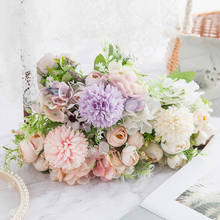 Искусственные цветы для украшения, шелковая Гортензия, букет розы, шар, хризантемы, розовые удерживающие цветы, домашнее свадебное украшение 2024 - купить недорого