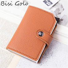 BISI GORO Protection PU Leather Wallet RFID Blocking ID Credit Card Holder Metal Aluminum Business Bank Card Case Card Wallet 2024 - buy cheap