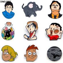 MD076 DMLSKY Cartoon Brooch Metal badge Women and Men Anime Enamel Pins Clothes Brooches Shirt Collar Pin Gifts 2024 - buy cheap