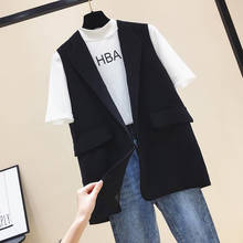 2021 Women Spring Summer Casual Slim Blazer Vest Lady Solid Notched Pockets Sleeveless Waistocat Female Vintage Loose Vests I599 2024 - buy cheap