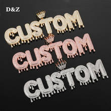 D & Z-collar con nombre personalizado para hombre y mujer, con iniciales de goteo, cadena con letras de burbuja, Circonia cúbica, joyería de Hip Hop 2024 - compra barato