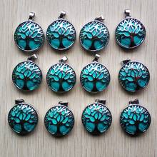 Wholesale 12pcs/lot new fashion Synthetic stone alloy tree of life Pendants for jewelry accessories marking free shipping 2024 - buy cheap