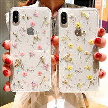 Funda de flores secas para iPhone 13, 11, 12 Pro, XS, Max, XR, 6s, 7, 8 Plus, SE 2, funda de flores reales para iPhone 11 Pro, 12mini, Iphone X 2024 - compra barato