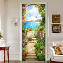 Garden Landscape Door Sticker 3D Pvc Waterproof Self-Adhesive Home Improvement Door Mural Wallpaper for Living Room Bedroom Wall 2024 - buy cheap