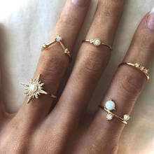 gold color delicate white fire opal cz sun burst north star fashion classic european women tiny ring mini simple dainty ring 2024 - buy cheap