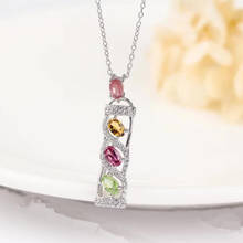 SGARIT gemstone 925 sterling silver jewelry wholesale colorful natural tourmaline charm necklace pendant women 2024 - buy cheap