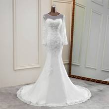 Vestido de boda de sirena de hilo transparente, manga larga, 2021 2024 - compra barato